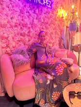 Load image into Gallery viewer, Silk Dress Grey with large Ostrich Boa Feathers
