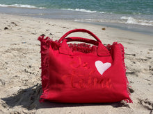 Load image into Gallery viewer, RED FRINGE BAG " JE T'AIME "
