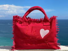 Load image into Gallery viewer, RED FRINGE BAG " JE T'AIME "
